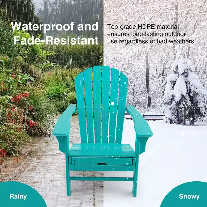 Costway 2 pz. Sedia Adirondack da Giardino in HDPE, con Poggiapiedi Estraibile, Bianca/Nera/Caffè/Grigia/Turchese