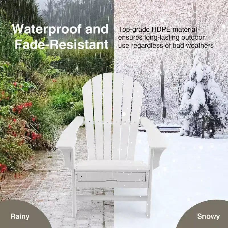 Costway 2 pz. Sedia Adirondack da Giardino in HDPE, con Poggiapiedi Estraibile, Bianca/Nera/Caffè/Grigia/Turchese