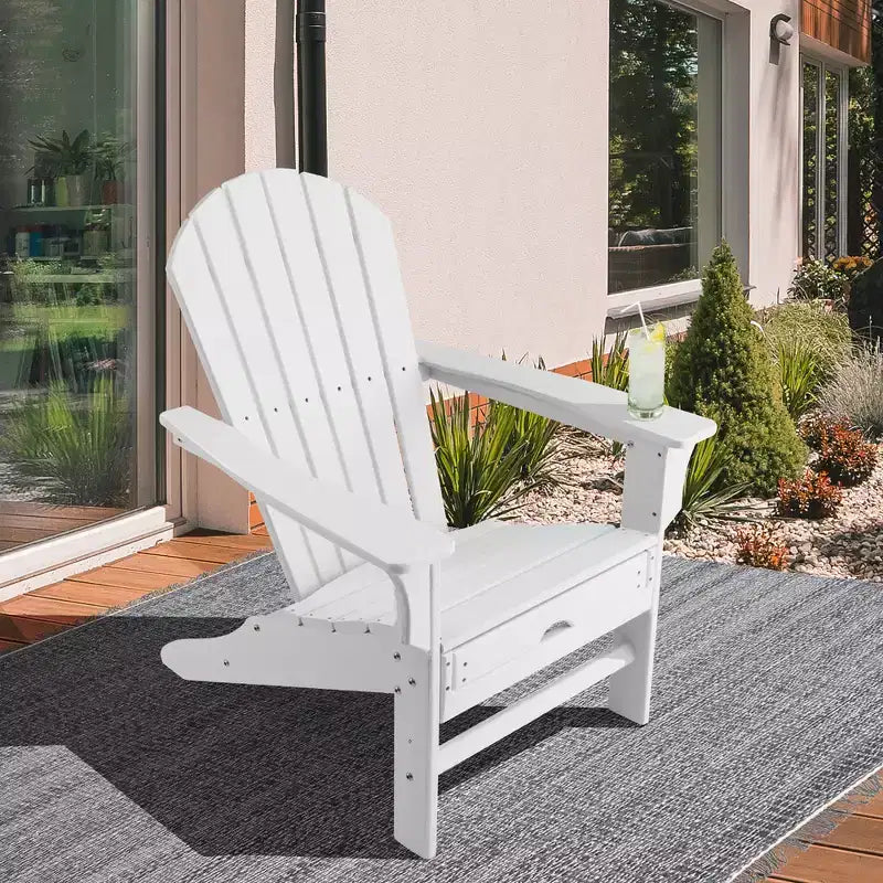Costway Lot de 2 chaises Adirondack de jardin en PEHD avec repose-pieds rétractable Blanc/Noir/Café/Gris/Turquoise