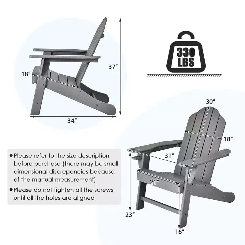 Costway 4 sedie Adirondack da patio resistenti alle intemperie con portabicchieri, colore bianco/nero/grigio/turchese/blu navy/rosso
