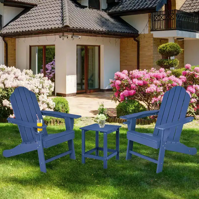 Costway 4 sedie Adirondack da patio resistenti alle intemperie con portabicchieri, colore bianco/nero/grigio/turchese/blu navy/rosso