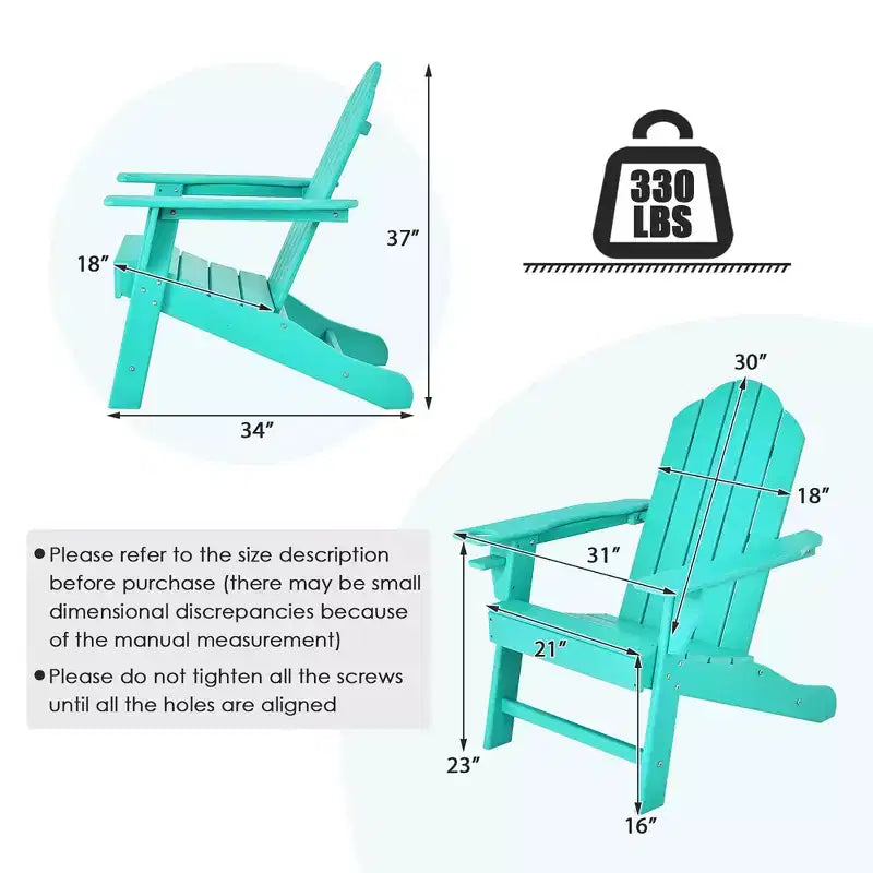 Costway 4 sedie Adirondack da patio resistenti alle intemperie con portabicchieri, colore bianco/nero/grigio/turchese/blu navy/rosso