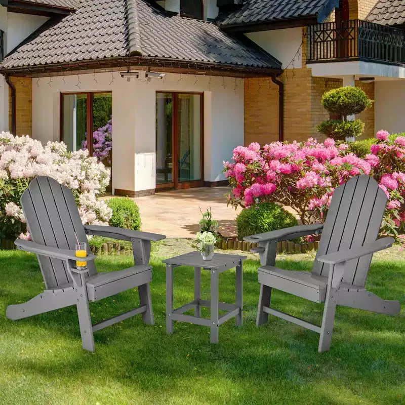 Costway 4 sedie Adirondack da patio resistenti alle intemperie con portabicchieri, colore bianco/nero/grigio/turchese/blu navy/rosso