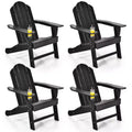 Costway 4PCS Patio Adirondack Chair Weather Resistant Garden Deck W/Cup Holder White\Black\Grey\Turquoise\Navy\Red