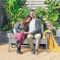 Costway Patio Adirondack Chair Loveseat Bench HDPE Weather Resistant Deck Grey