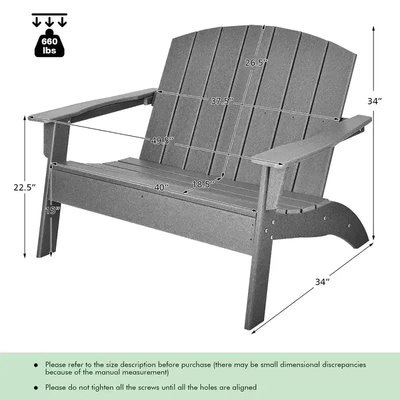 Costway Panca da Giardino Adirondack a Due Posti in HDPE Resistente alle Intemperie Grigia