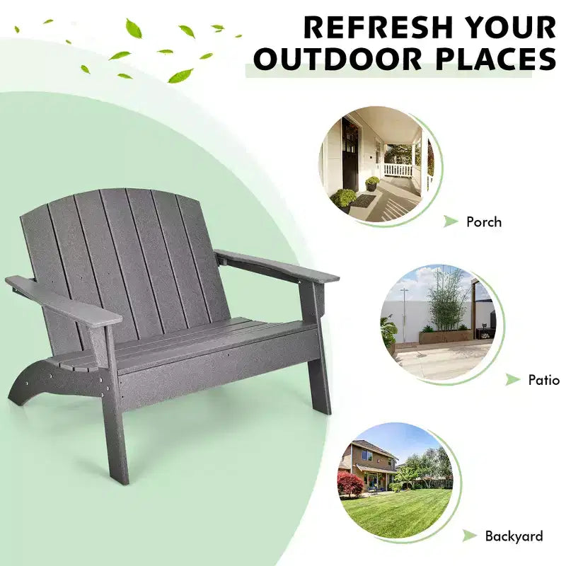 Costway Panca da Giardino Adirondack a Due Posti in HDPE Resistente alle Intemperie Grigia