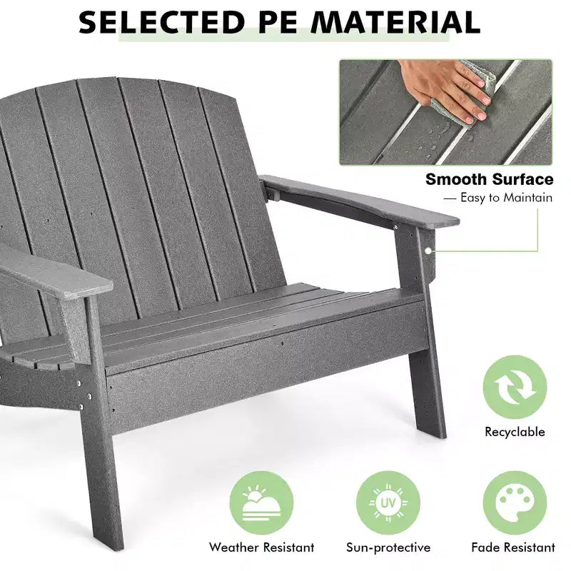 Costway Panca da Giardino Adirondack a Due Posti in HDPE Resistente alle Intemperie Grigia