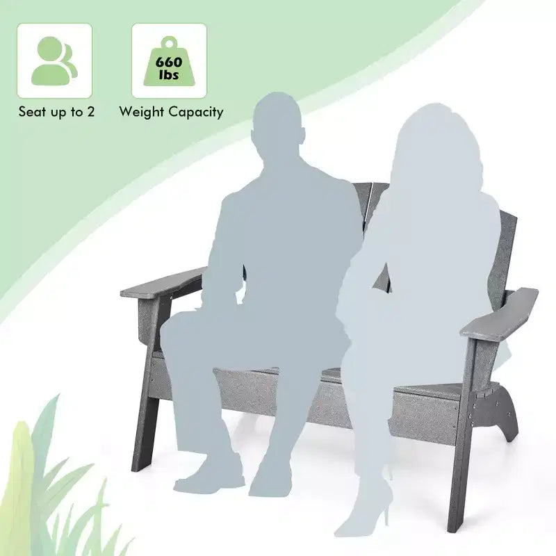 Costway Panca da Giardino Adirondack a Due Posti in HDPE Resistente alle Intemperie Grigia
