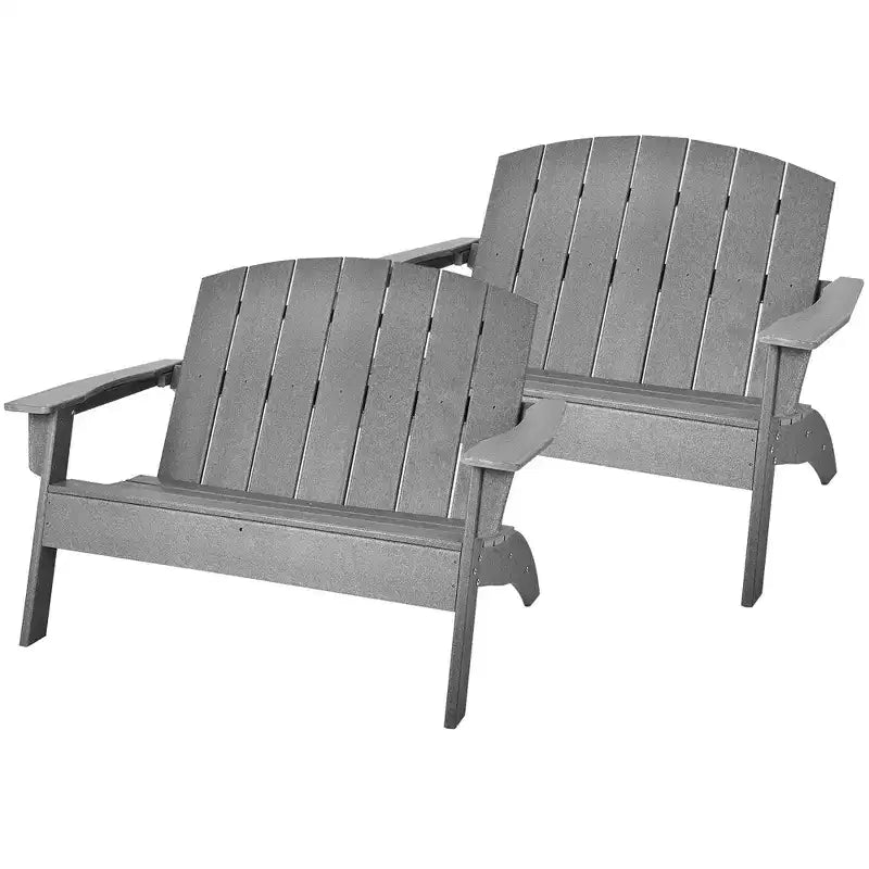 Costway 2 SEDIE da Giardino Adirondack Divanetto Panchina HDPE Resistente alle Intemperie Grigio