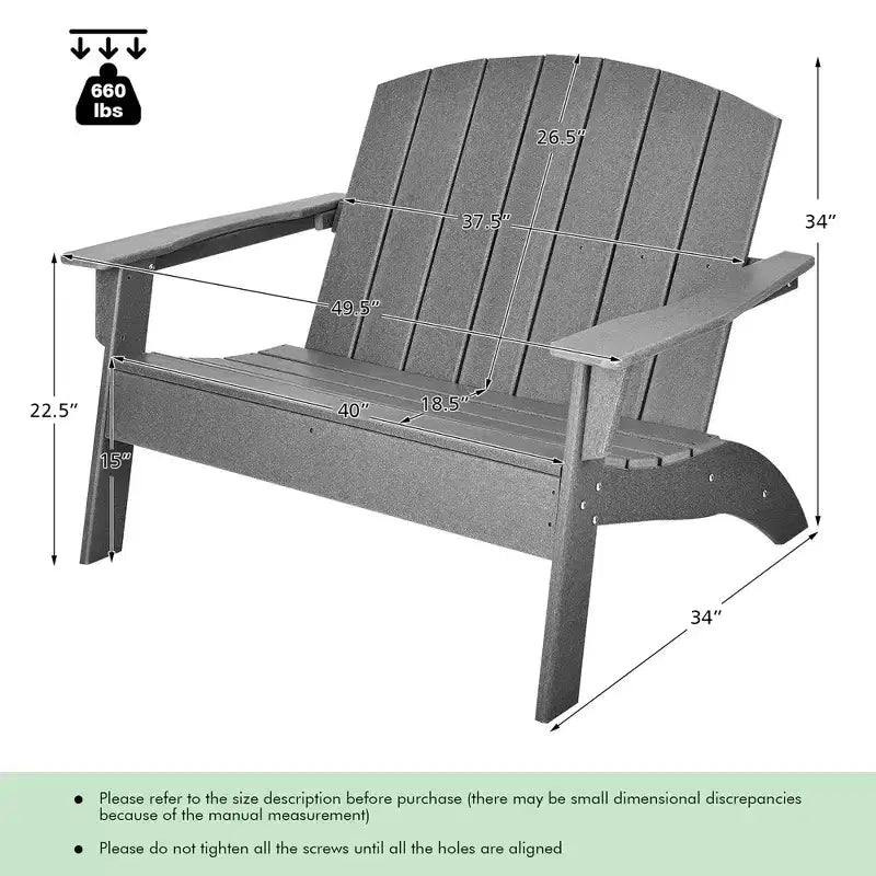 Costway 2 SEDIE da Giardino Adirondack Divanetto Panchina HDPE Resistente alle Intemperie Grigio