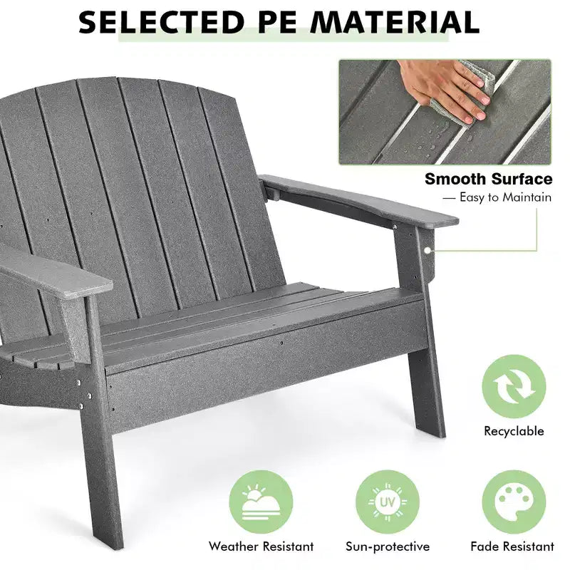 Costway 2 SEDIE da Giardino Adirondack Divanetto Panchina HDPE Resistente alle Intemperie Grigio