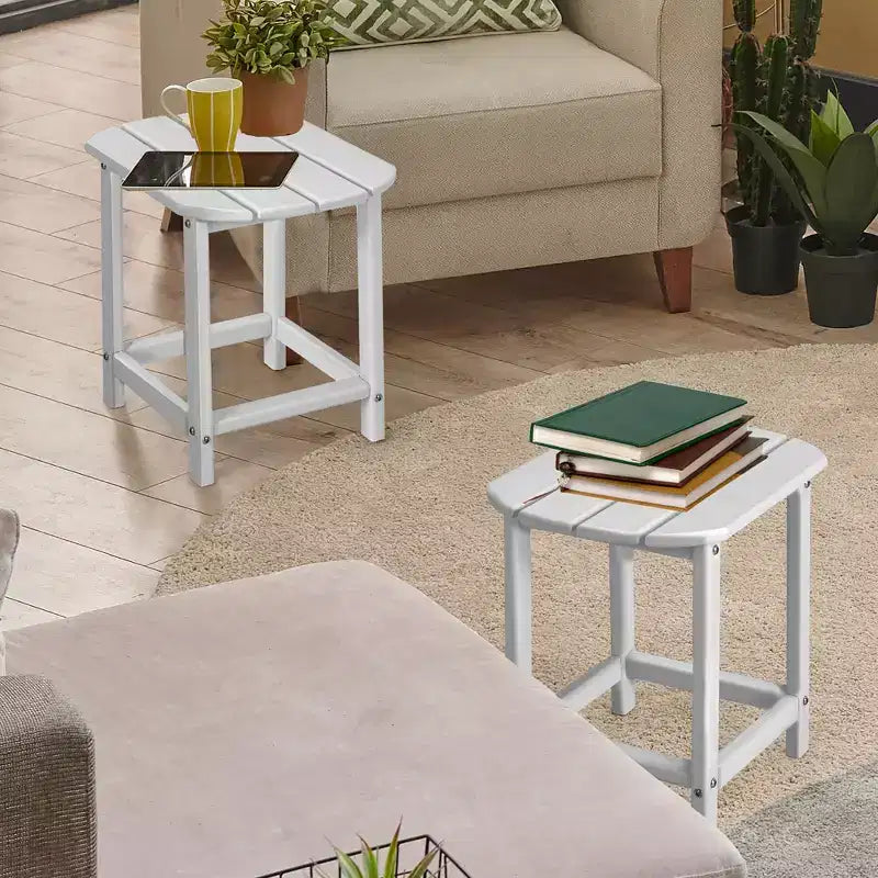 Costway Lot de 2 tables d'appoint de patio Adirondack de 45,7 cm, résistantes aux intempéries, jardin, blanc