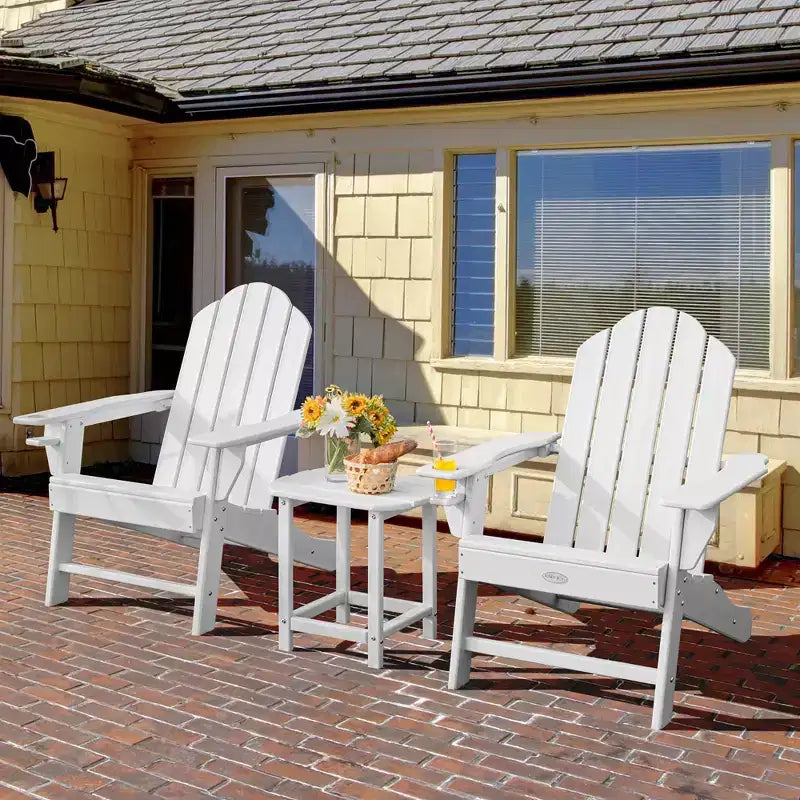 Costway Lot de 2 tables d'appoint de patio Adirondack de 45,7 cm, résistantes aux intempéries, jardin, blanc