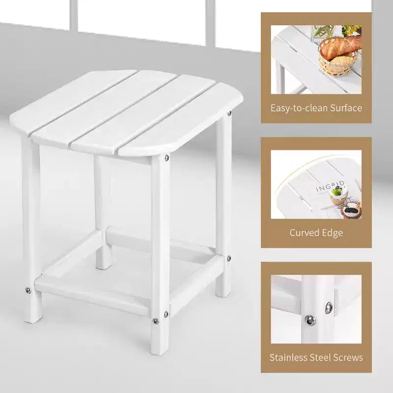 Costway Lot de 2 tables d'appoint de patio Adirondack de 45,7 cm, résistantes aux intempéries, jardin, blanc