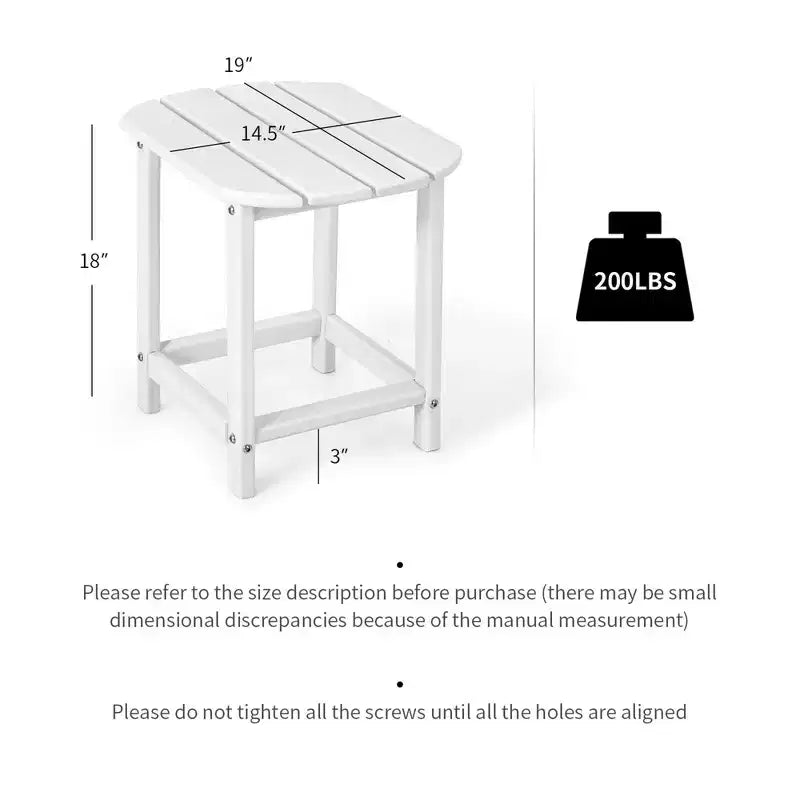 Costway Table d'appoint Adirondack 45,7 cm pour patio, résistante aux intempéries, pour jardin, blanche