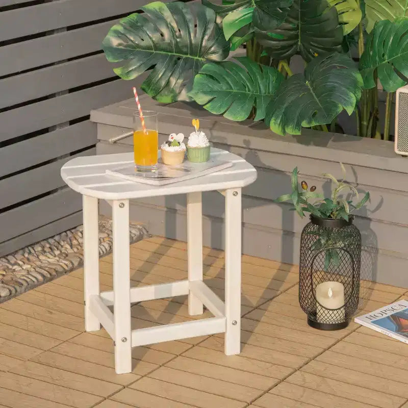Costway Table d'appoint Adirondack 45,7 cm pour patio, résistante aux intempéries, pour jardin, blanche