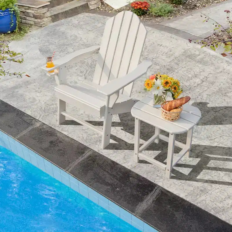 Costway Table d'appoint Adirondack 45,7 cm pour patio, résistante aux intempéries, pour jardin, blanche