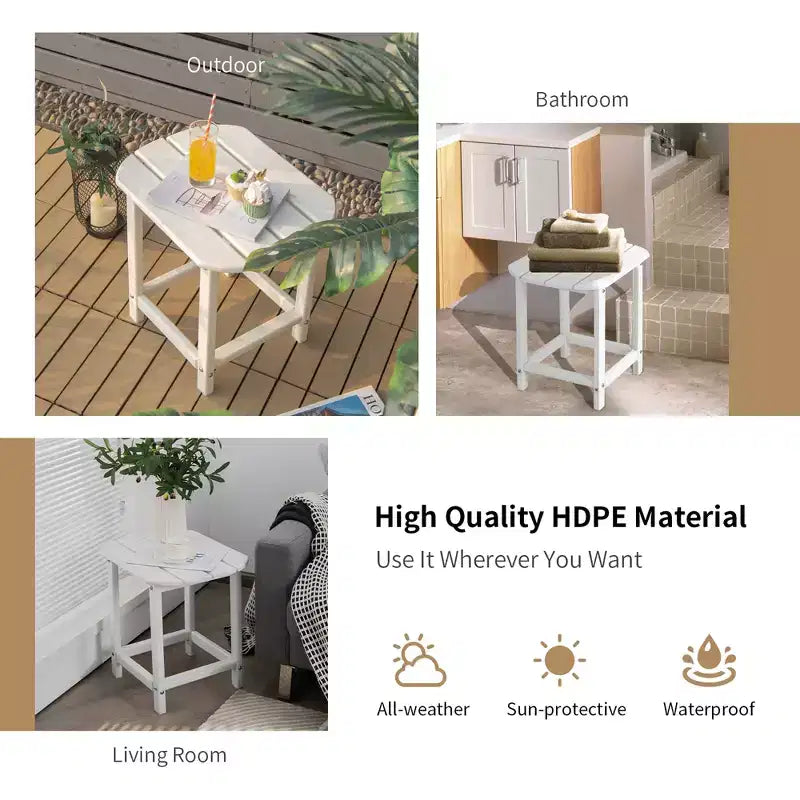 Costway Table d'appoint Adirondack 45,7 cm pour patio, résistante aux intempéries, pour jardin, blanche