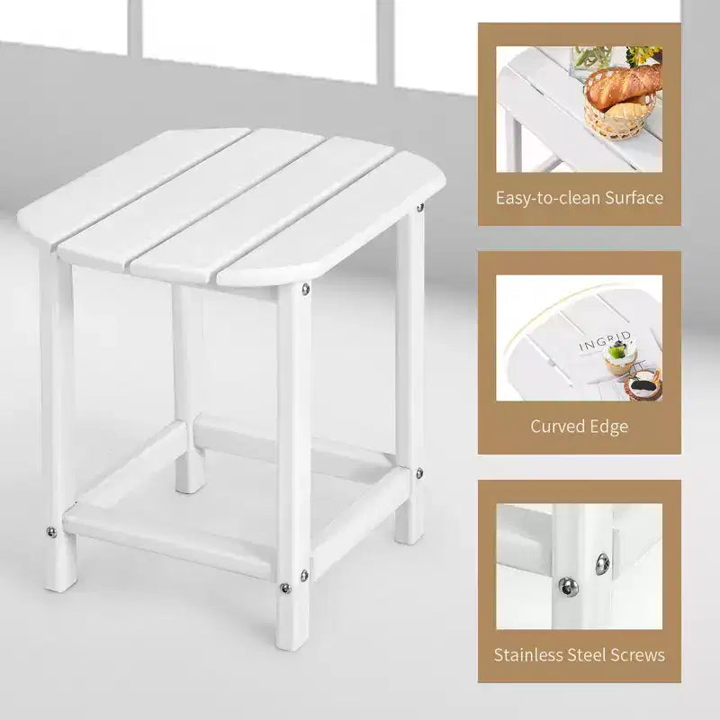Costway Table d'appoint Adirondack 45,7 cm pour patio, résistante aux intempéries, pour jardin, blanche