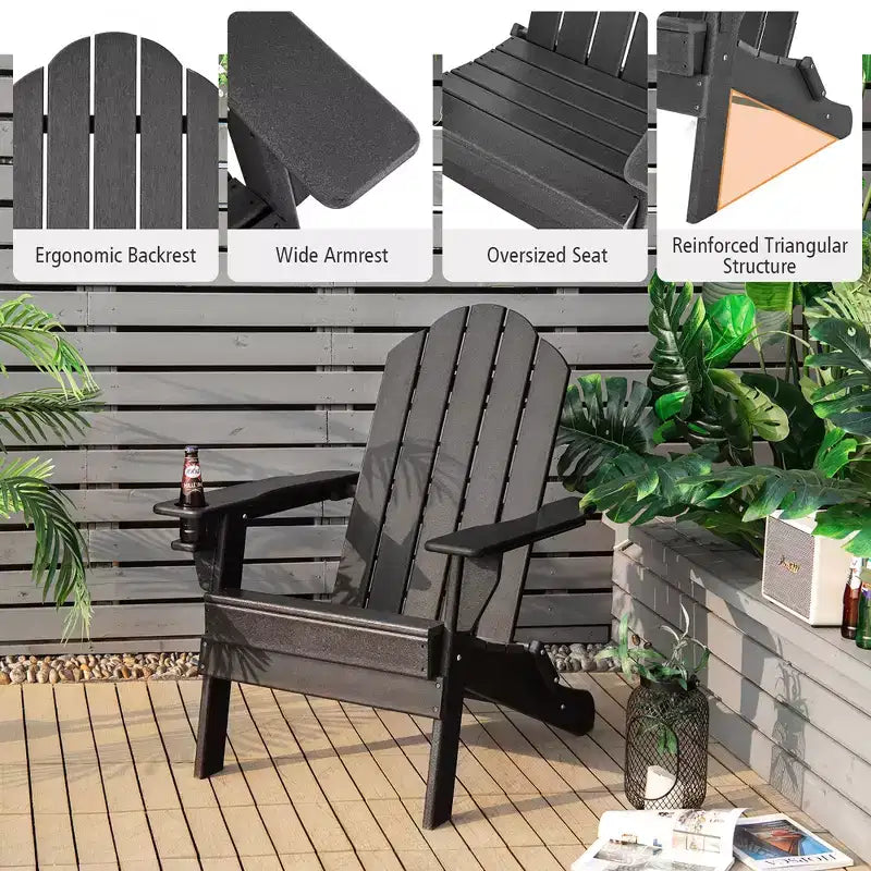 Costway Set Ottomana Sedia Pieghevole Adirondack da Giardino in HDPE Poggiapiedi Per Tutte Le Stagioni