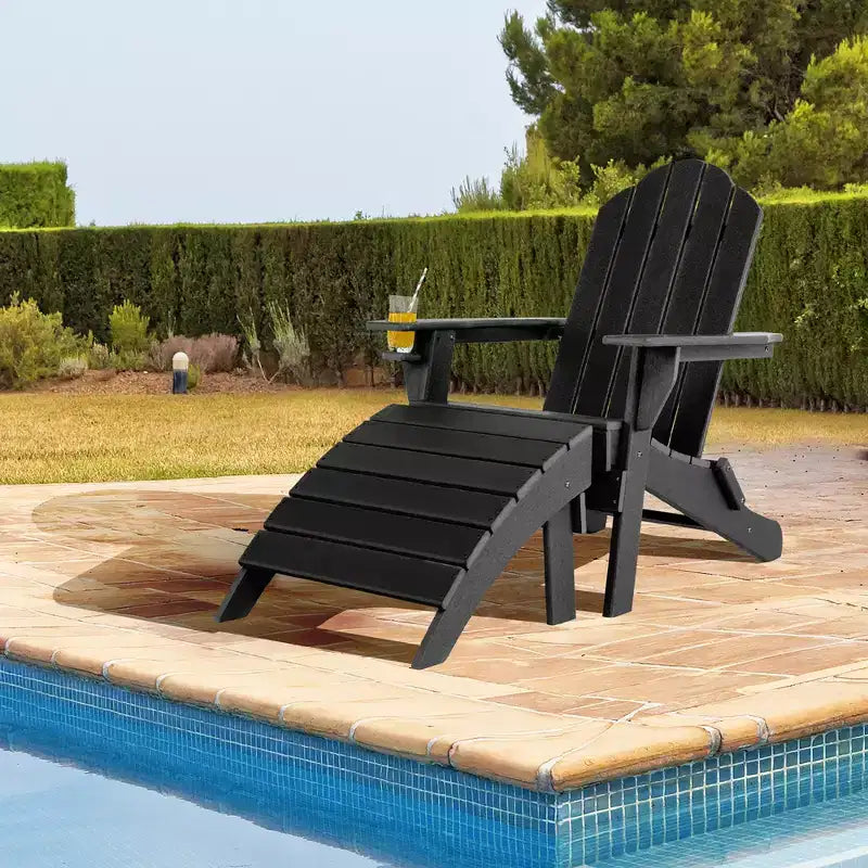 Costway Set Ottomana Sedia Pieghevole Adirondack da Giardino in HDPE Poggiapiedi Per Tutte Le Stagioni