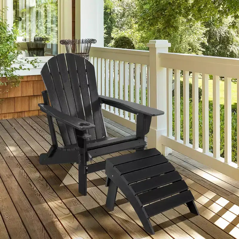 Costway Set Ottomana Sedia Pieghevole Adirondack da Giardino in HDPE Poggiapiedi Per Tutte Le Stagioni