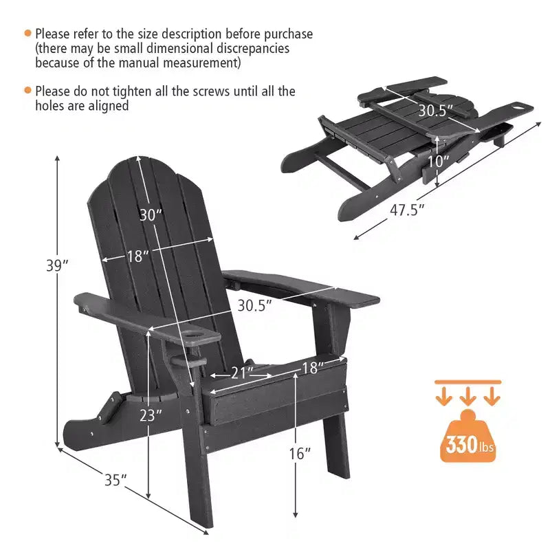 Costway Set Ottomana Sedia Pieghevole Adirondack da Giardino in HDPE Poggiapiedi Per Tutte Le Stagioni