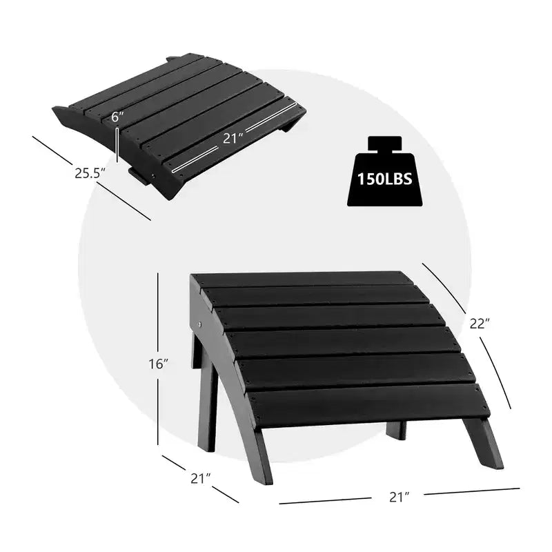 Costway Set Ottomana Sedia Pieghevole Adirondack da Giardino in HDPE Poggiapiedi Per Tutte Le Stagioni