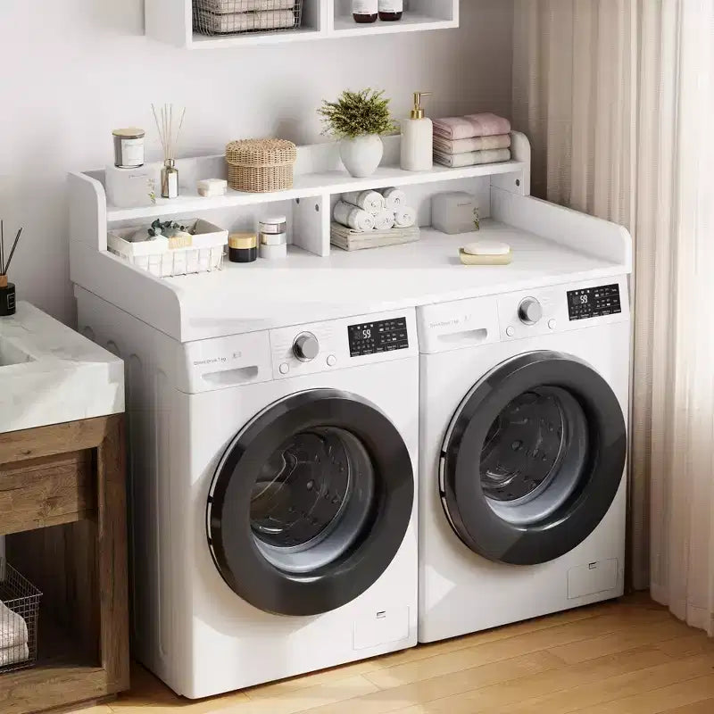 2-Tier Washer and Dryer Countertop with Shelf or Drawers, Laundry Countertop Cover with Non-Slip Pad, 54X27.5 Laundry Topper for Folding Clothes