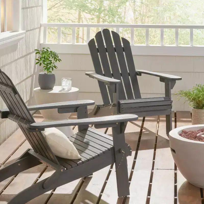 Set da 2 sedie pieghevoli Adirondack in legno di acacia Hazel per esterno - Christopher Knight Home