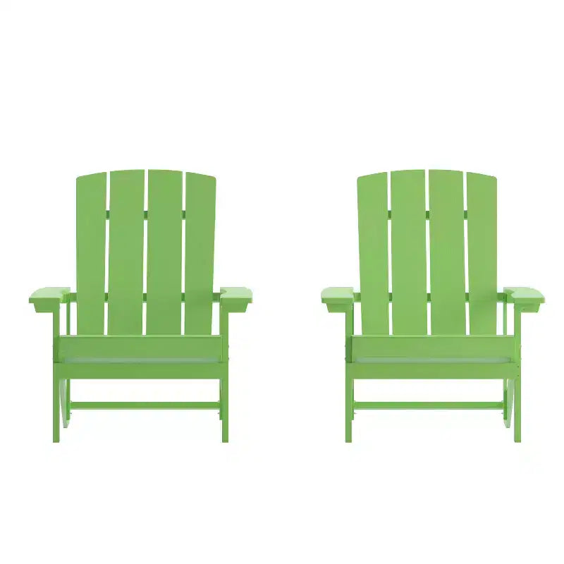 Emma and Oliver 2 Pack Outdoor All-Weather Poly Resin Wood Adirondack Chairs