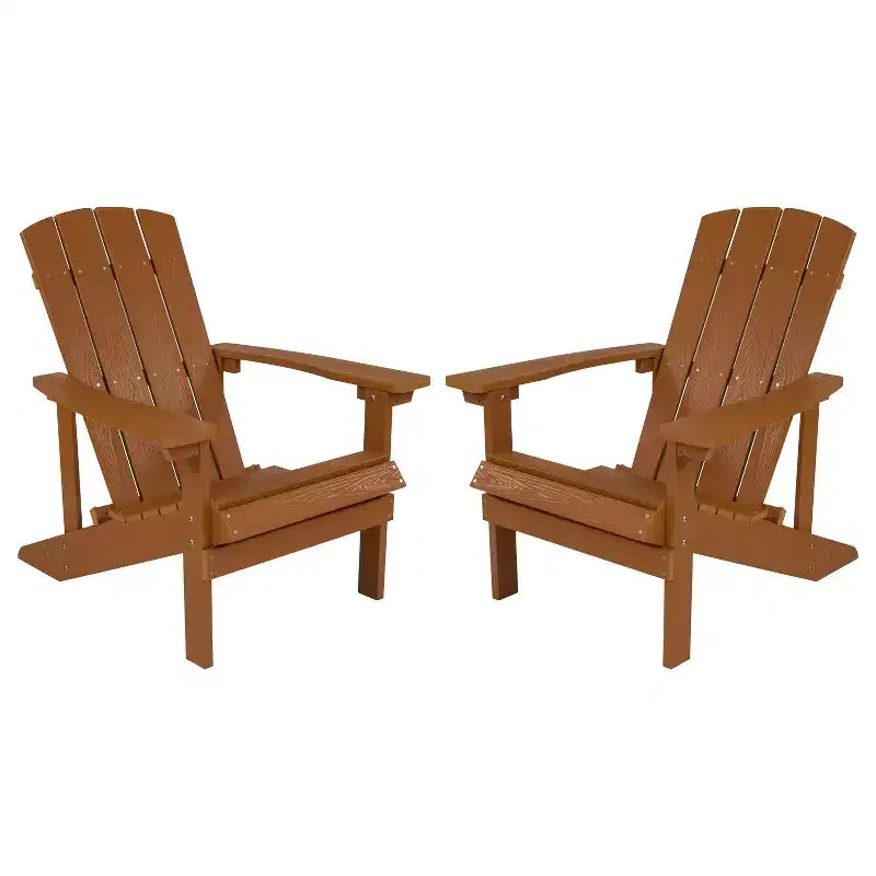 Lot de 2 chaises Adirondack Emma et Oliver en bois de polyrésine toutes saisons