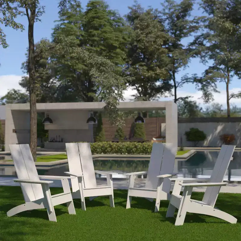 Set di 4 sedie moderne stile Adirondack Emma and Oliver con doppia doga per interni/esterni