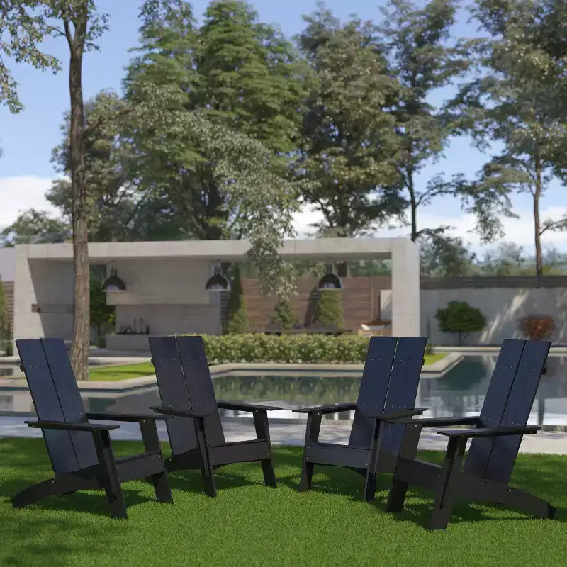 Set di 4 sedie moderne stile Adirondack Emma and Oliver con doppia doga per interni/esterni