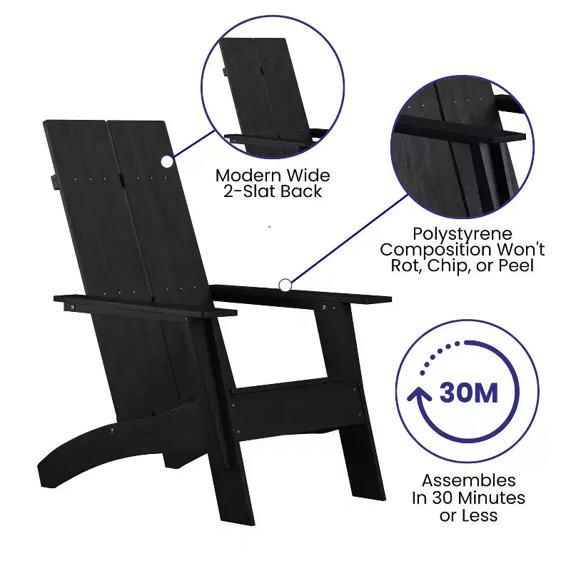 Set di 4 sedie moderne stile Adirondack Emma and Oliver con doppia doga per interni/esterni