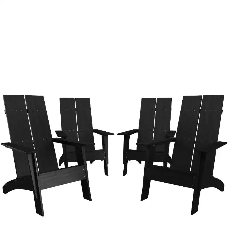 Set di 4 sedie moderne stile Adirondack Emma and Oliver con doppia doga per interni/esterni