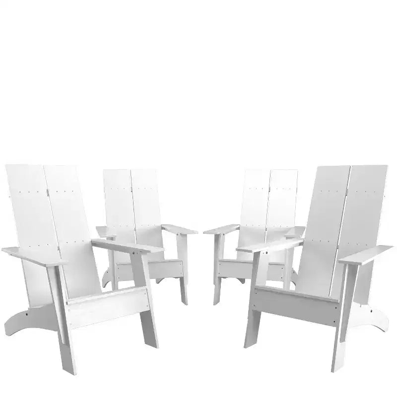 Emma et Oliver Ensemble de 4 chaises Adirondack modernes d'intérieur/extérieur à double dossier à lattes