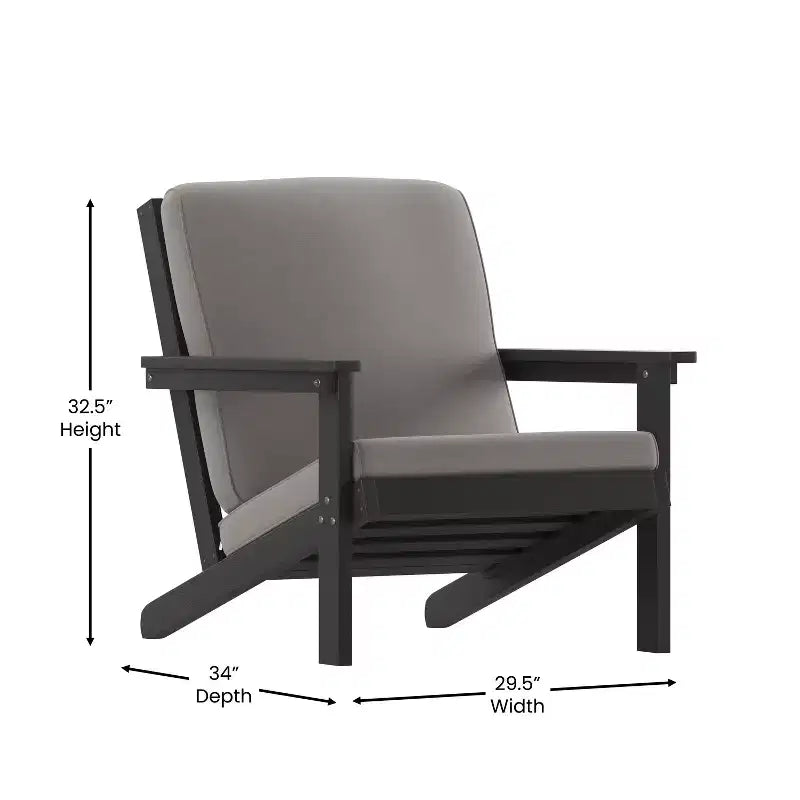 Flash Furniture Charlestown Sedia da Patio Stile Adirondack Profonda con Cuscini in Poliresina e Legno Resistente alle Intemperie