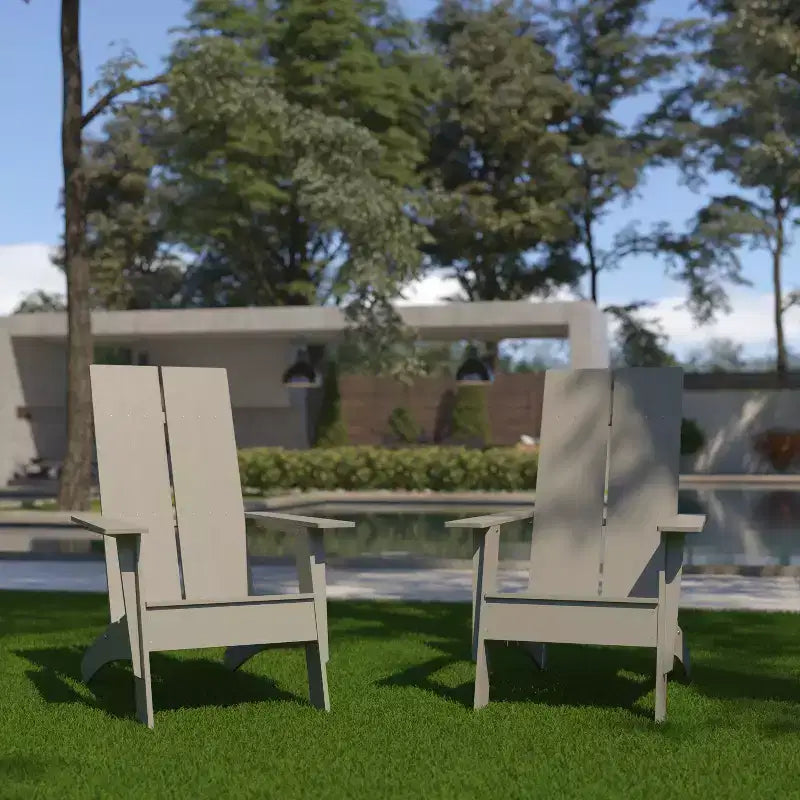 Lot de 2 chaises Adirondack modernes Emma et Oliver à lattes doubles pour l'intérieur/l'extérieur