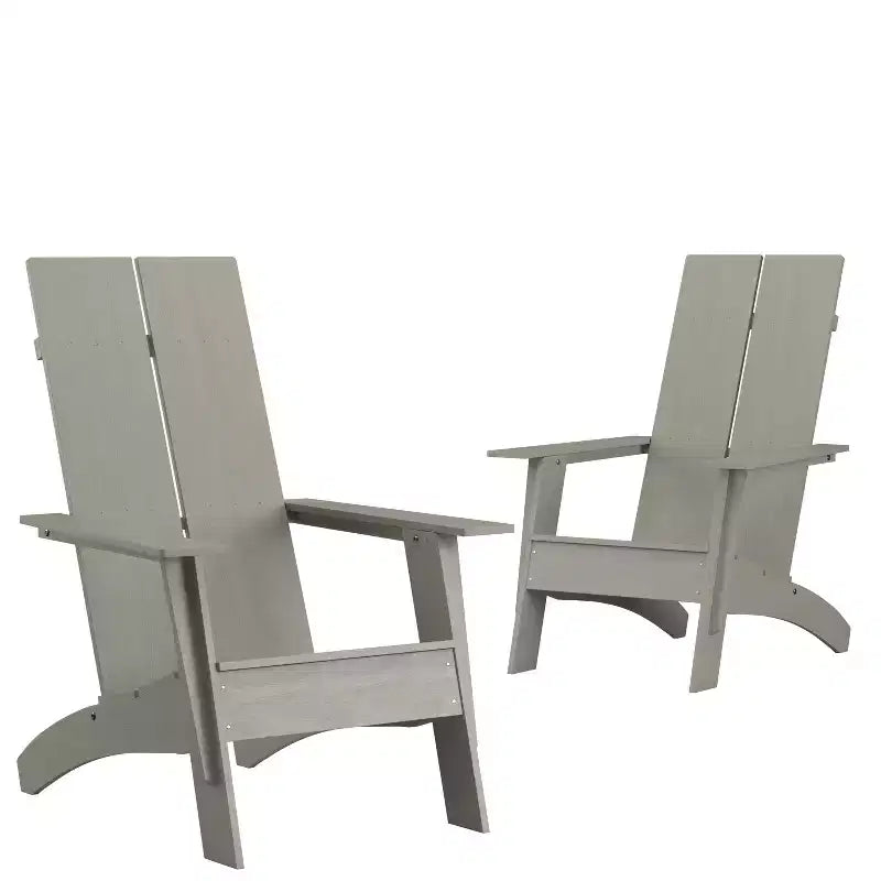 Lot de 2 chaises Adirondack modernes Emma et Oliver à lattes doubles pour l'intérieur/l'extérieur