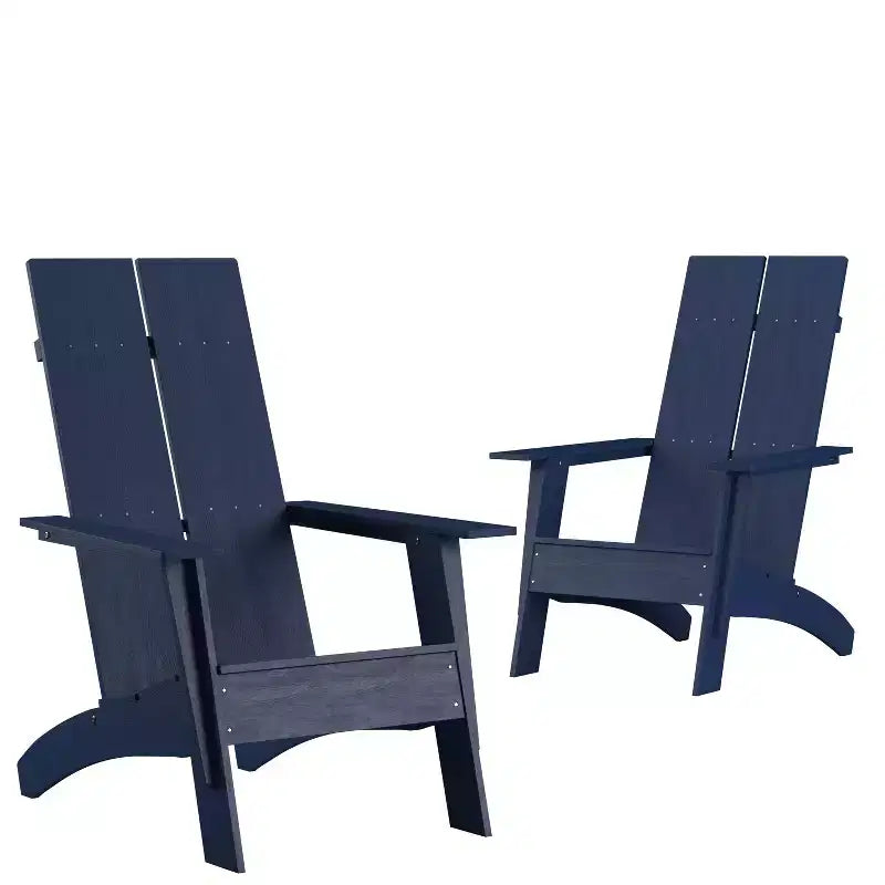 Lot de 2 chaises Adirondack modernes Emma et Oliver à lattes doubles pour l'intérieur/l'extérieur