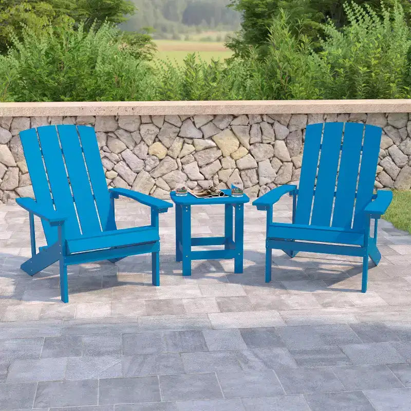 Set conversazione Emma e Oliver Hammond a tre pezzi in stile Adirondack con due sedie e tavolino abbinato per interni ed esterni