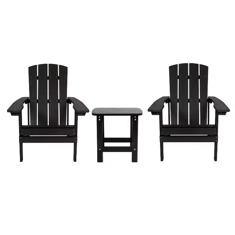 Set conversazione Emma e Oliver Hammond a tre pezzi in stile Adirondack con due sedie e tavolino abbinato per interni ed esterni