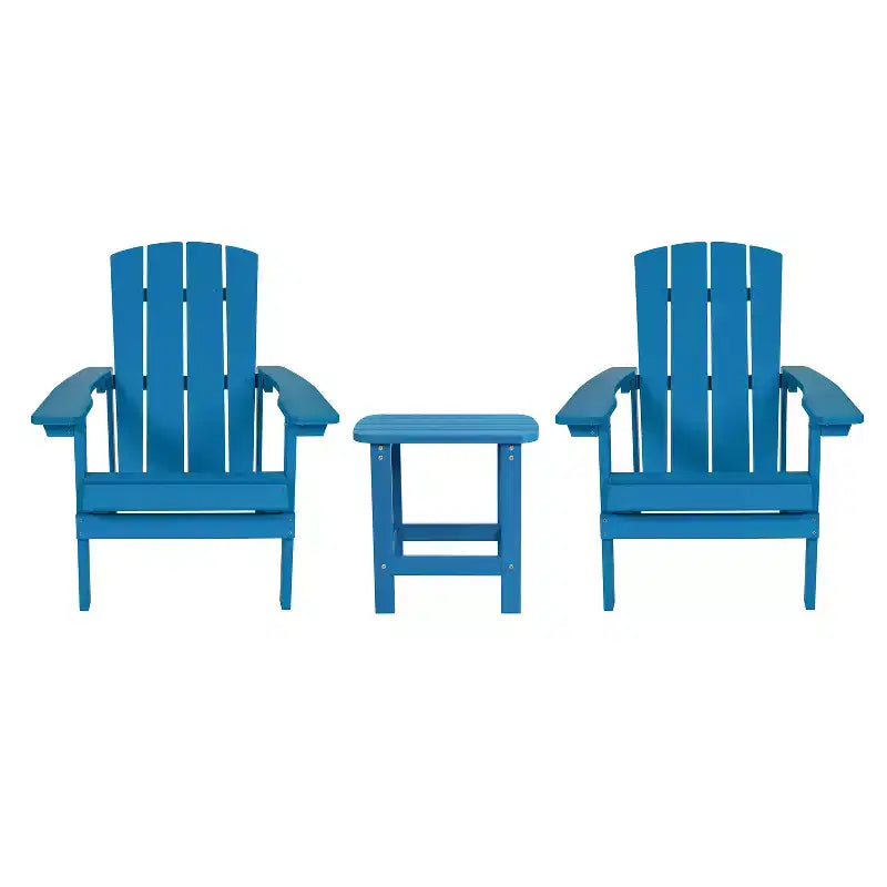 Emma and Oliver Salon de conversation trois pièces Hammond de style Adirondack avec deux chaises et une table d'appoint assortie pour l'intérieur et l'extérieur