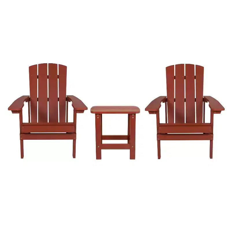 Emma and Oliver Salon de conversation trois pièces Hammond de style Adirondack avec deux chaises et une table d'appoint assortie pour l'intérieur et l'extérieur