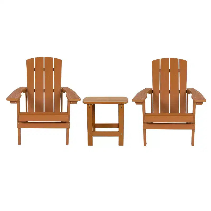 Emma and Oliver Salon de conversation trois pièces Hammond de style Adirondack avec deux chaises et une table d'appoint assortie pour l'intérieur et l'extérieur