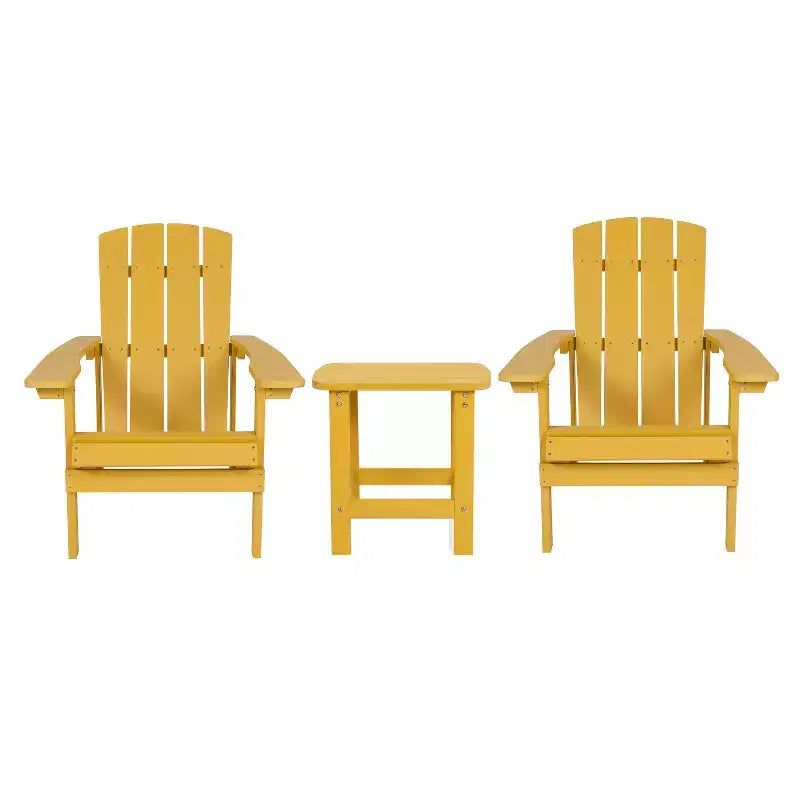 Emma and Oliver Salon de conversation trois pièces Hammond de style Adirondack avec deux chaises et une table d'appoint assortie pour l'intérieur et l'extérieur