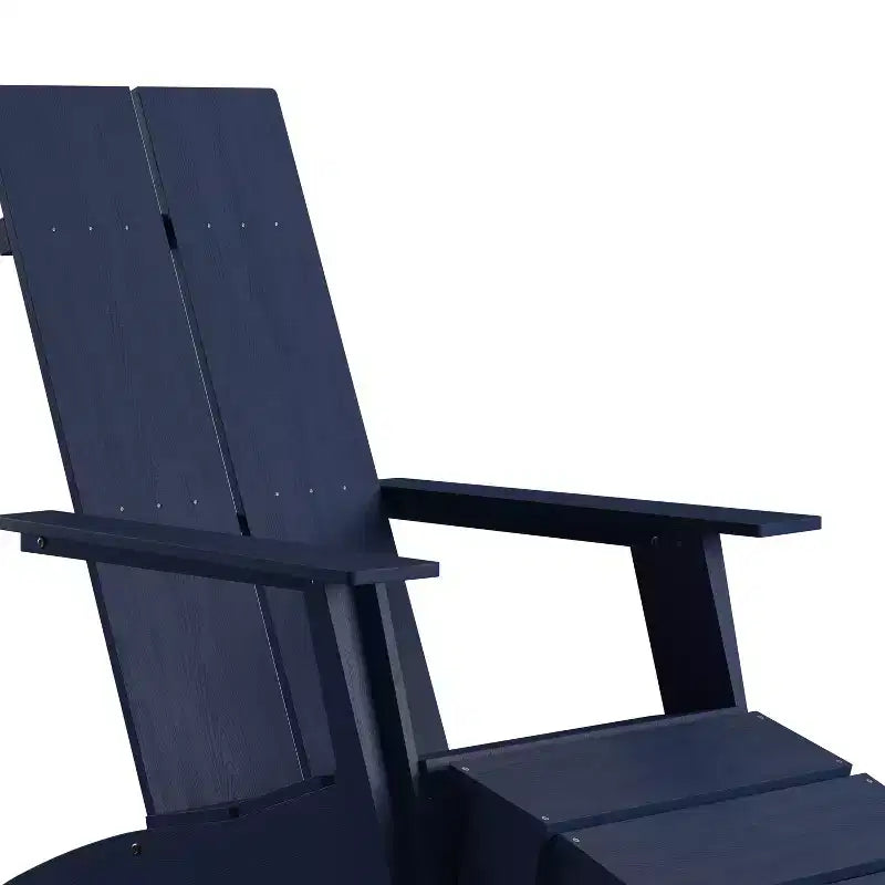 Sedia e poggiapiedi Emma e Oliver da interni/esterni in stile Adirondack moderno a 2 stecche