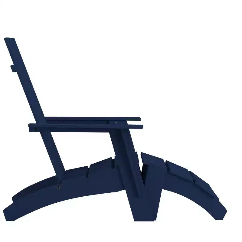 Sedia e poggiapiedi Emma e Oliver da interni/esterni in stile Adirondack moderno a 2 stecche